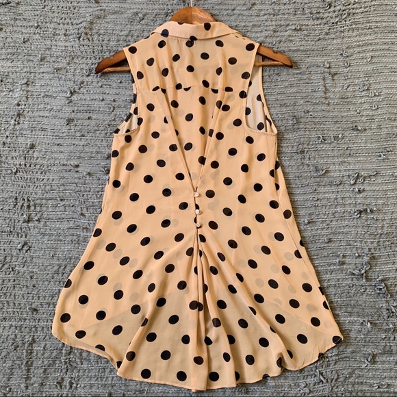 SANS SOUCI sheer polka dot tank top buttons hi-low - Picture 7 of 13